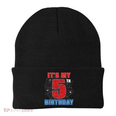 Spider Web Five 5 Years Old Its My 5th Birthday Boy Party Beanie