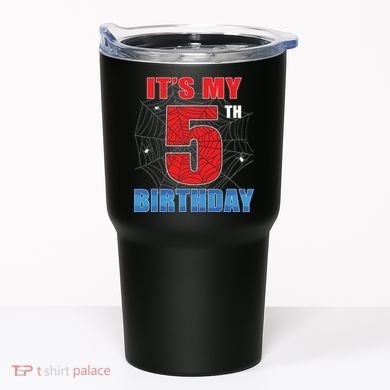 Spider Web Five 5 Years Old Its My 5th Birthday Boy Party Tumbler