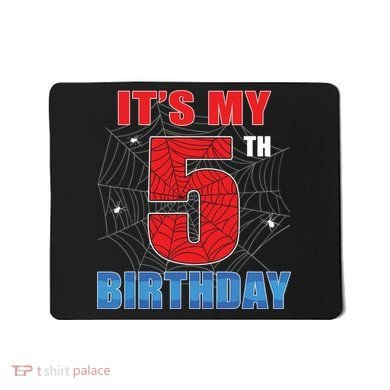 Spider Web Five 5 Years Old Its My 5th Birthday Boy Party Mousepad