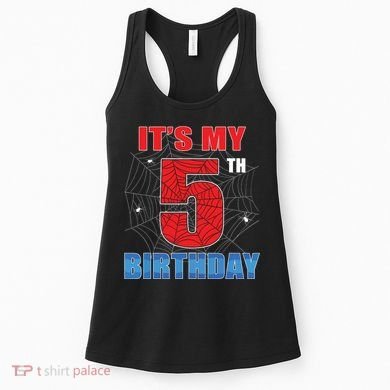 Spider Web Five 5 Years Old Its My 5th Birthday Boy Party Women's Tank Top
