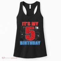 Spider Web Five 5 Years Old Its My 5th Birthday Boy Party Women's Tank Top thumb 0