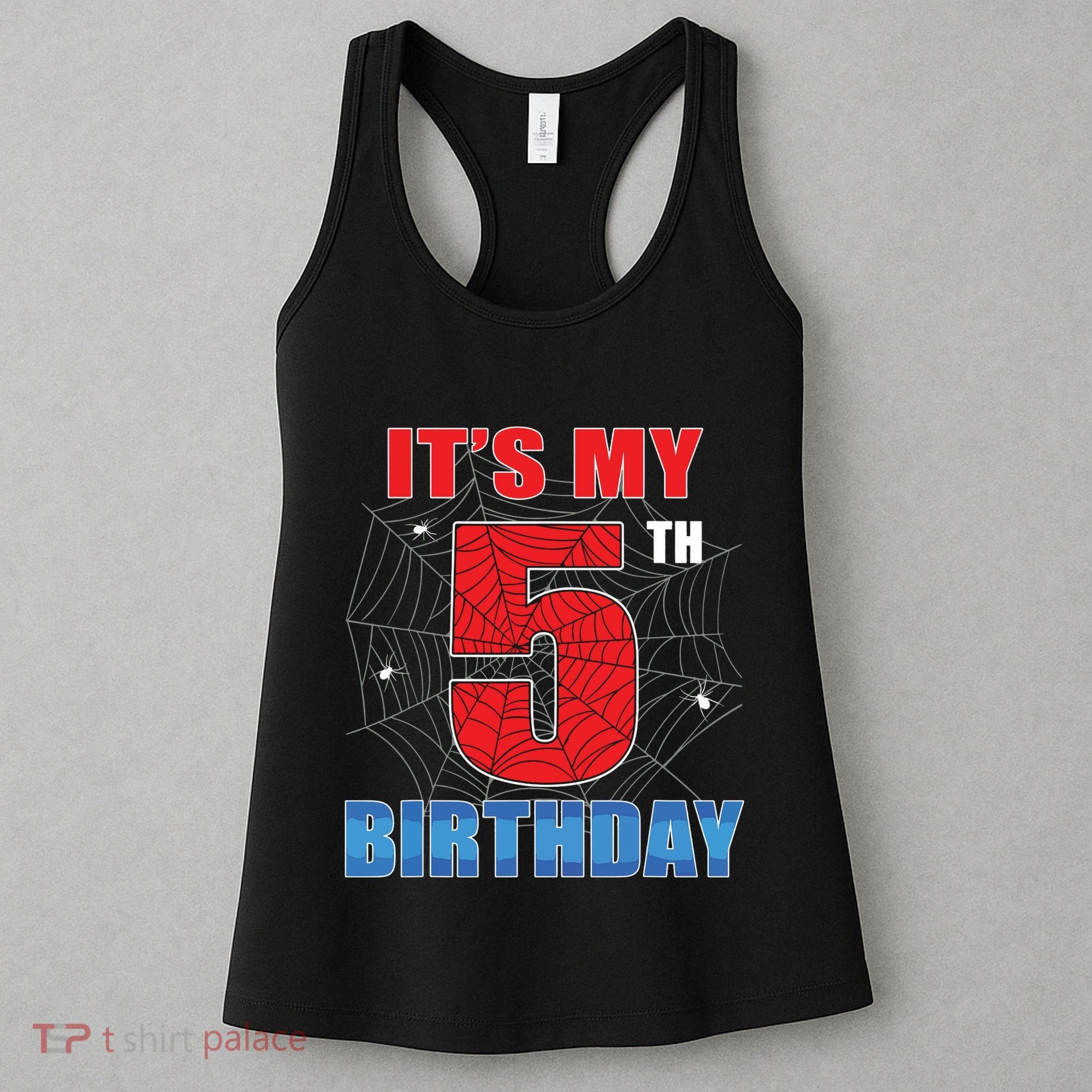 Spider Web Five 5 Years Old Its My 5th Birthday Boy Party Women's Tank Top