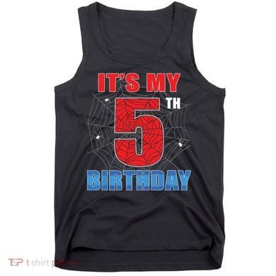 Spider Web Five 5 Years Old Its My 5th Birthday Boy Party Tank Top