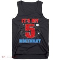 Spider Web Five 5 Years Old Its My 5th Birthday Boy Party Tank Top thumb 0