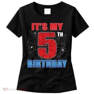 Spider Web Five 5 Years Old Its My 5th Birthday Boy Party Women's T-Shirt