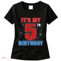 Spider Web Five 5 Years Old Its My 5th Birthday Boy Party Women's T-Shirt thumb 0
