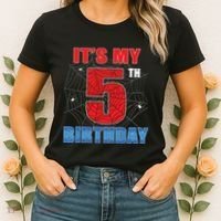 Spider Web Five 5 Years Old Its My 5th Birthday Boy Party Women's T-Shirt thumb 2