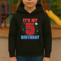 Spider Web Five 5 Years Old Its My 5th Birthday Boy Party Kids Hoodie thumb 3