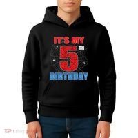 Spider Web Five 5 Years Old Its My 5th Birthday Boy Party Kids Hoodie thumb 4