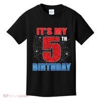 Spider Web Five 5 Years Old Its My 5th Birthday Boy Party Kids T-Shirt thumb 0