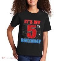 Spider Web Five 5 Years Old Its My 5th Birthday Boy Party Kids T-Shirt thumb 2