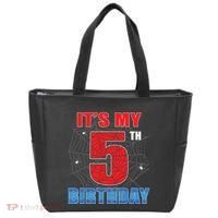 Spider Web Five 5 Years Old Its My 5th Birthday Boy Party Tote Bag thumb 0