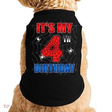 Spider Web Four 4 Years Old ItS My 4th Birthday Boy Party Doggie Tank