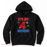Spider Web Four 4 Years Old ItS My 4th Birthday Boy Party Hoodie thumb 0