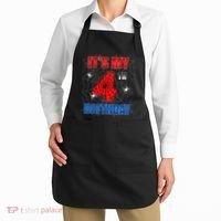 Spider Web Four 4 Years Old ItS My 4th Birthday Boy Party Apron thumb 2