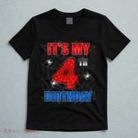 Spider Web Four 4 Years Old ItS My 4th Birthday Boy Party T-Shirt thumb 5