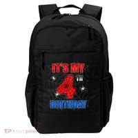 Spider Web Four 4 Years Old ItS My 4th Birthday Boy Party Backpack thumb 0