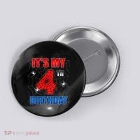 Spider Web Four 4 Years Old ItS My 4th Birthday Boy Party Button thumb 0