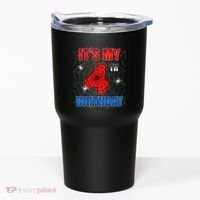 Spider Web Four 4 Years Old ItS My 4th Birthday Boy Party Tumbler thumb 0