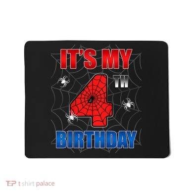 Spider Web Four 4 Years Old ItS My 4th Birthday Boy Party Mousepad