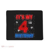 Spider Web Four 4 Years Old ItS My 4th Birthday Boy Party Mousepad thumb 0