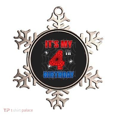 Spider Web Four 4 Years Old ItS My 4th Birthday Boy Party Ornament