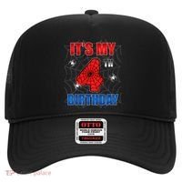 Spider Web Four 4 Years Old ItS My 4th Birthday Boy Party Hat thumb 0