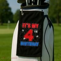 Spider Web Four 4 Years Old ItS My 4th Birthday Boy Party Golf Towel thumb 2