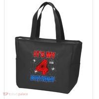 Spider Web Four 4 Years Old ItS My 4th Birthday Boy Party Tote Bag thumb 3