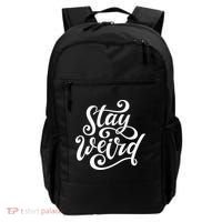 Stay Weird Funny Hand Drawn Calligraphy Backpack thumb 0