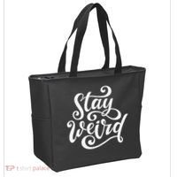 Stay Weird Funny Hand Drawn Calligraphy Tote Bag thumb 2