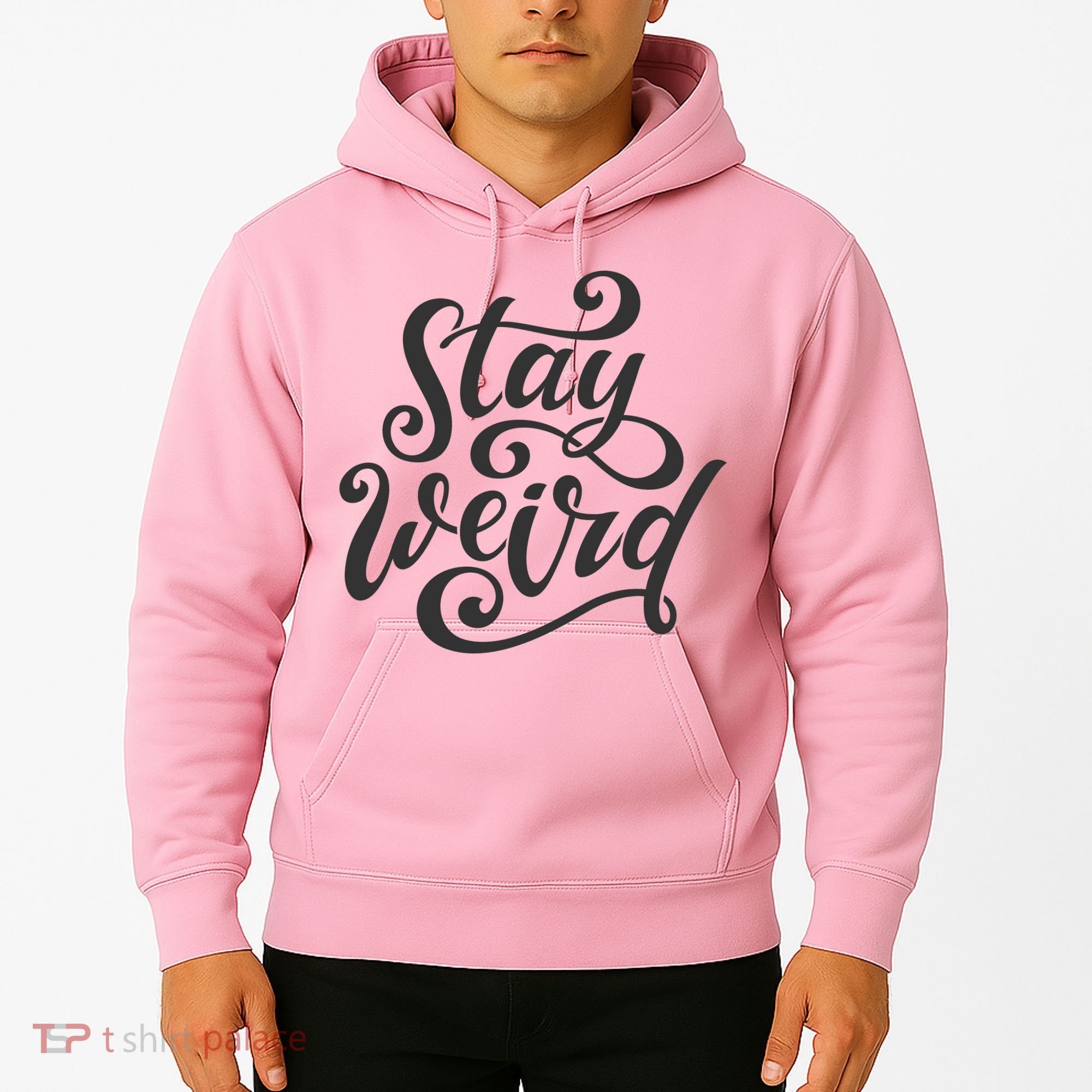 Stay Weird Funny Hand Drawn Calligraphy Hoodie