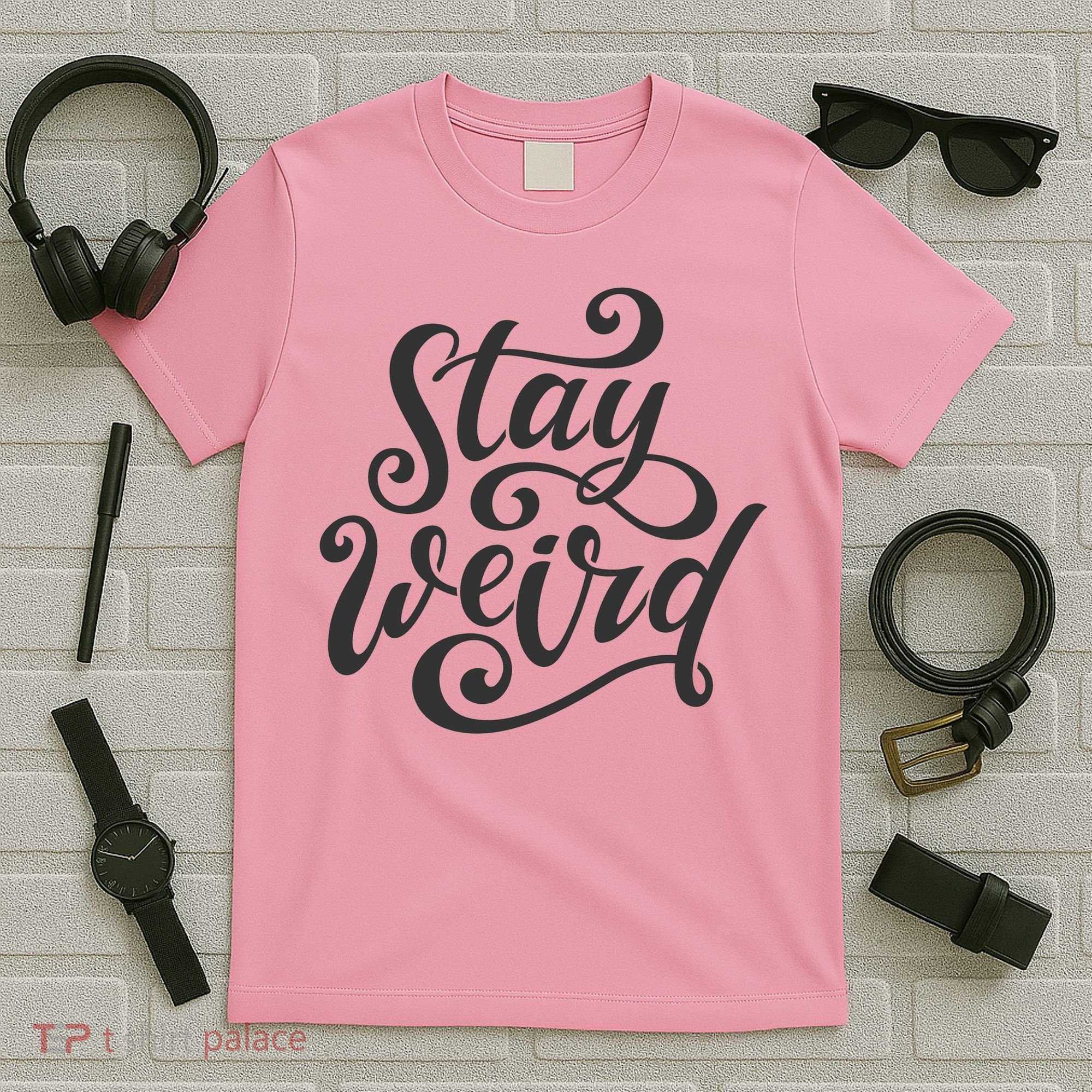 Stay Weird Funny Hand Drawn Calligraphy T-Shirt