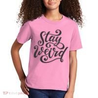Stay Weird Funny Hand Drawn Calligraphy Kids T-Shirt thumb 2