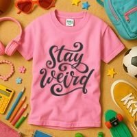 Stay Weird Funny Hand Drawn Calligraphy Kids T-Shirt thumb 3