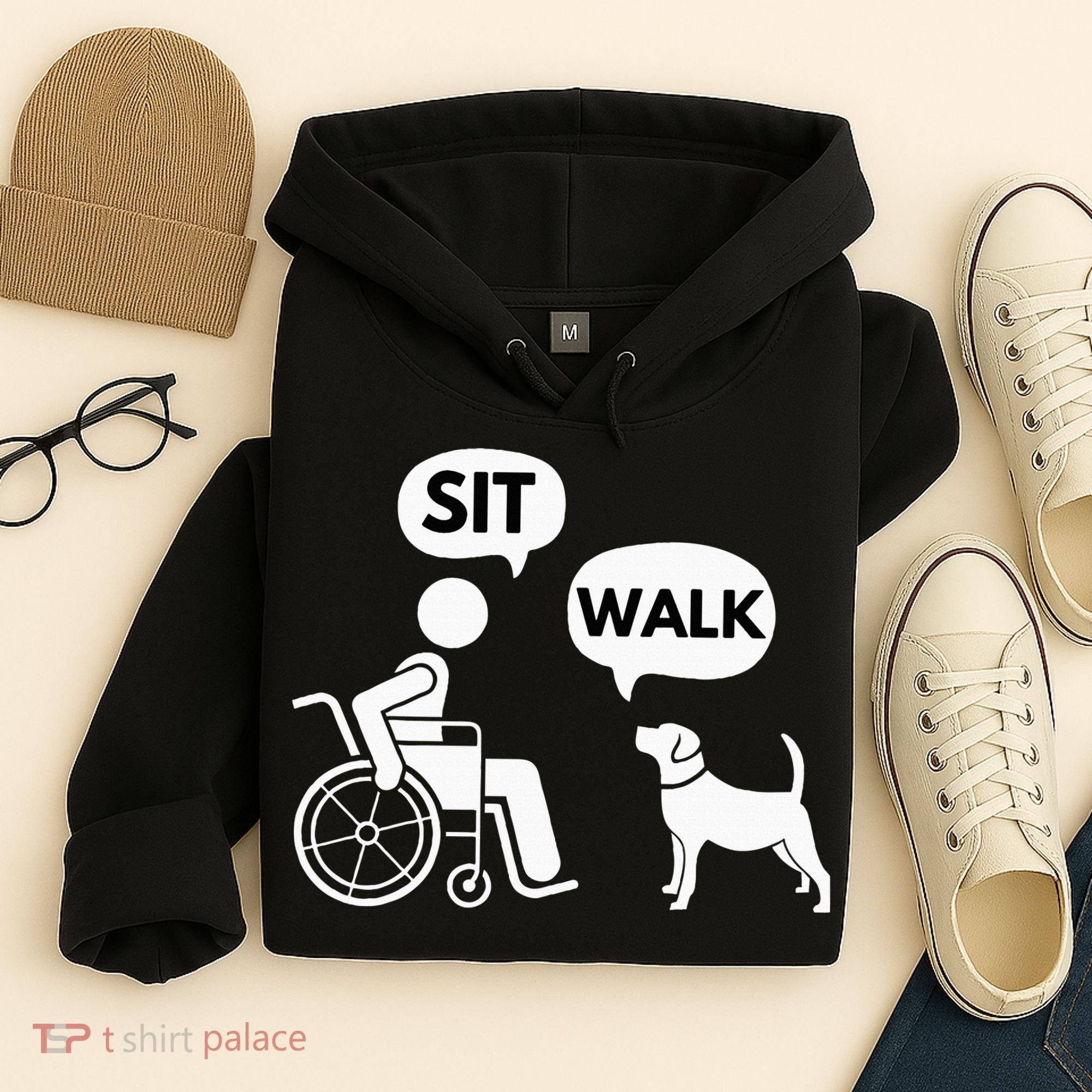 Sit Walk Funny Disabled Wheelchair User & Pet Dog Hoodie