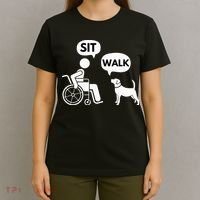 Sit Walk Funny Disabled Wheelchair User & Pet Dog T-Shirt thumb 4