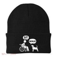Sit Walk Funny Disabled Wheelchair User & Pet Dog Beanie thumb 0