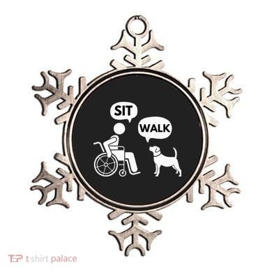 Sit Walk Funny Disabled Wheelchair User & Pet Dog Ornament