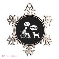 Sit Walk Funny Disabled Wheelchair User & Pet Dog Ornament thumb 0