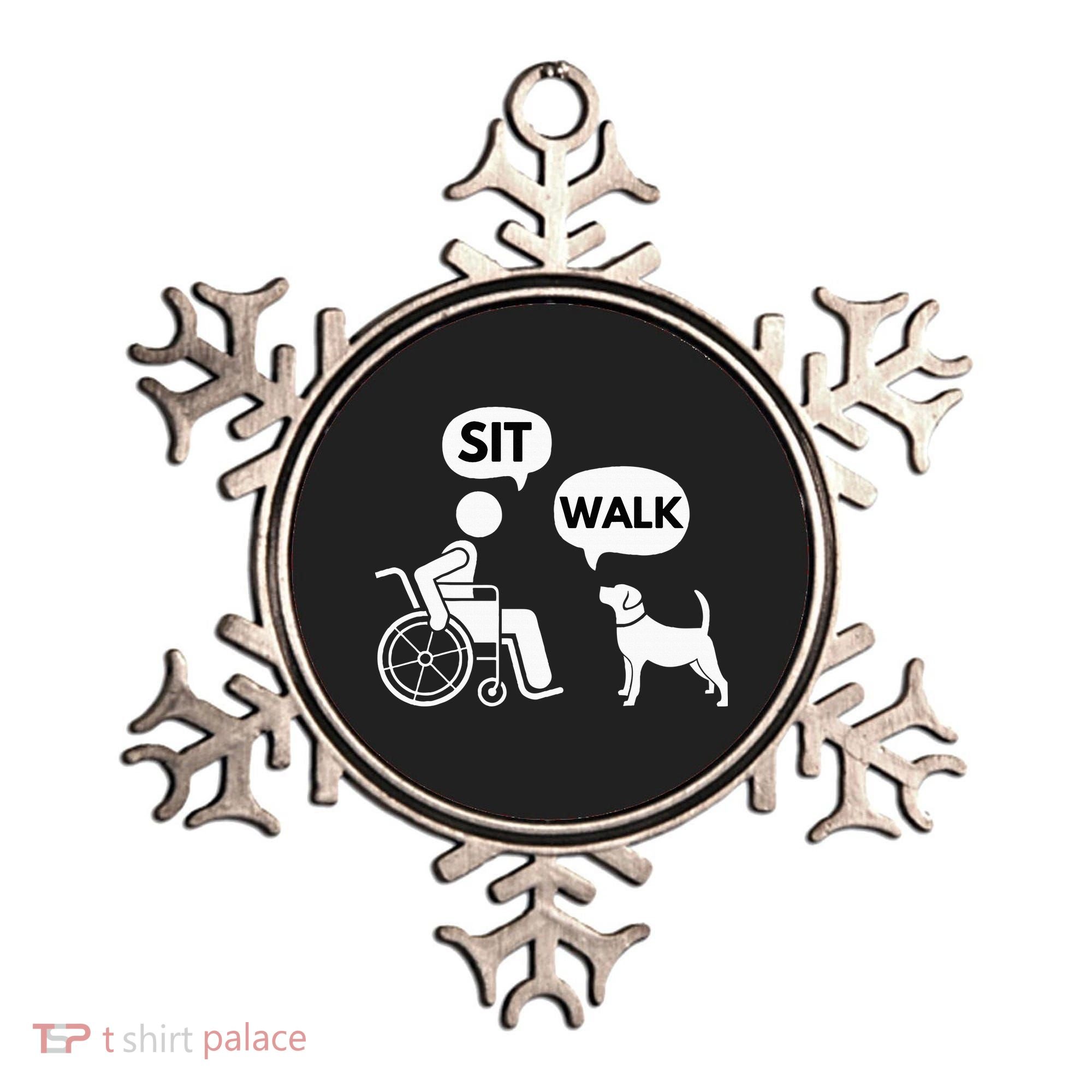 Sit Walk Funny Disabled Wheelchair User & Pet Dog Ornament