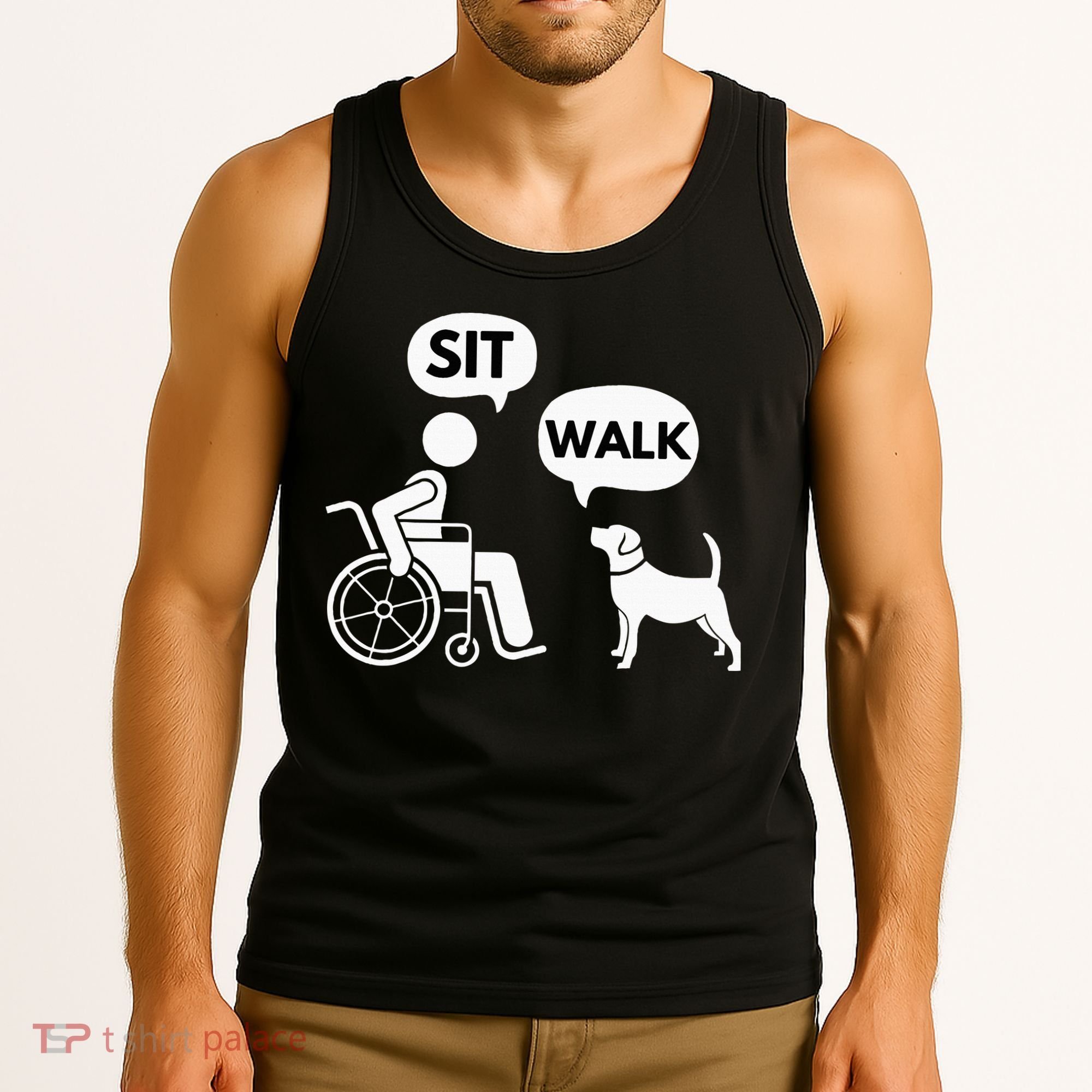 Sit Walk Funny Disabled Wheelchair User & Pet Dog Tank Top