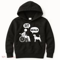 Sit Walk Funny Disabled Wheelchair User & Pet Dog Kids Hoodie thumb 0