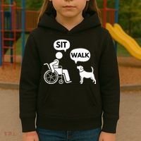 Sit Walk Funny Disabled Wheelchair User & Pet Dog Kids Hoodie thumb 3