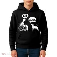 Sit Walk Funny Disabled Wheelchair User & Pet Dog Kids Hoodie thumb 4