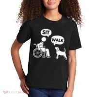 Sit Walk Funny Disabled Wheelchair User & Pet Dog Kids T-Shirt thumb 2