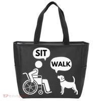 Sit Walk Funny Disabled Wheelchair User & Pet Dog Tote Bag thumb 0