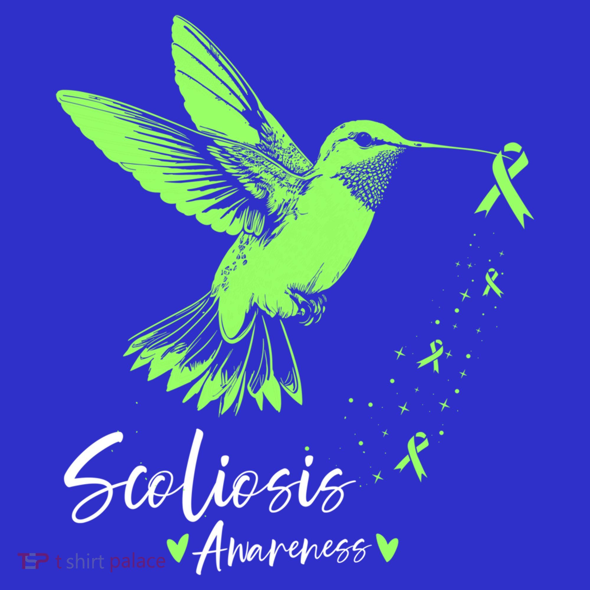 Scoliosis Warrior Green Hummingbird Scoliosis Awareness Great Gift T-Shirt
