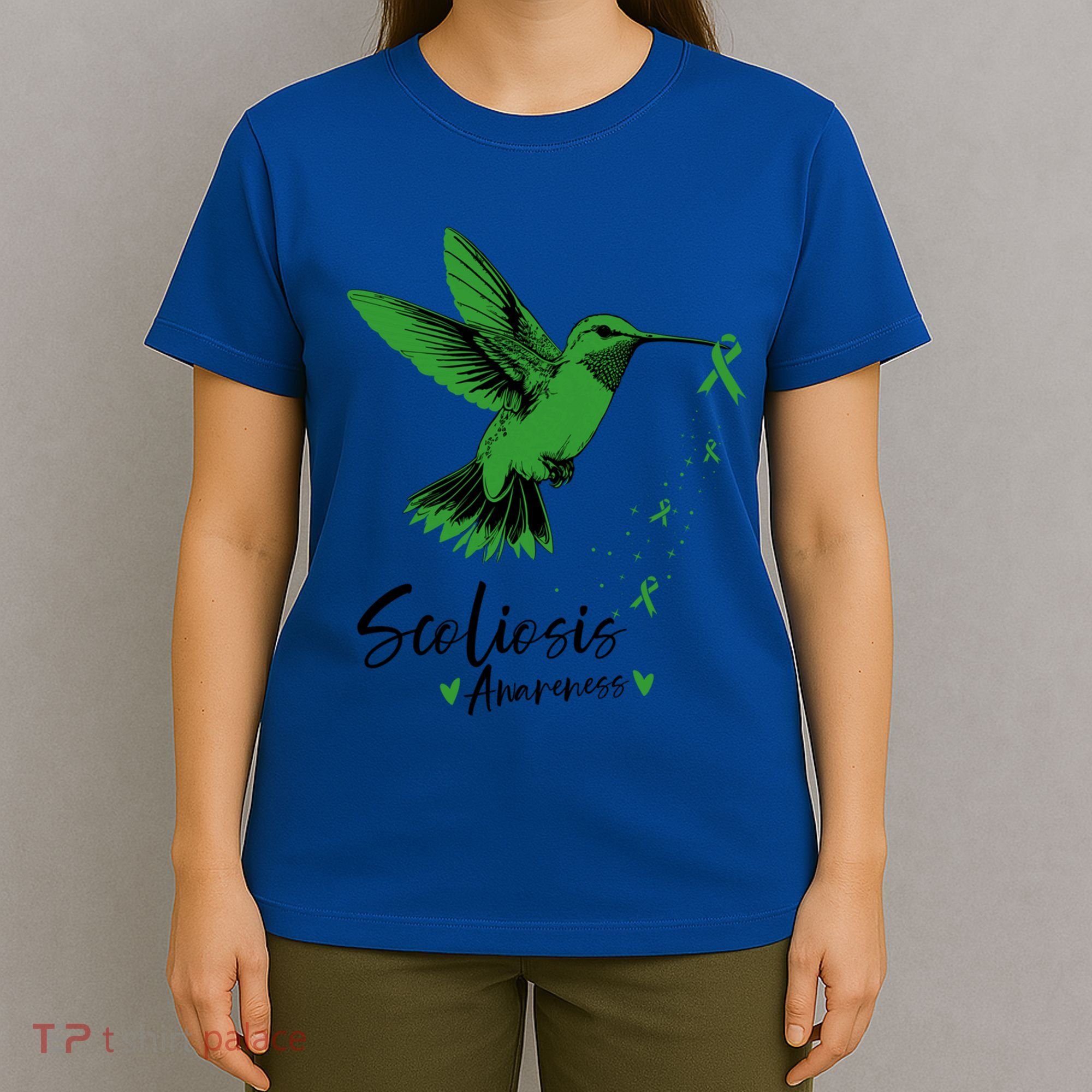 Scoliosis Warrior Green Hummingbird Scoliosis Awareness Gift T-Shirt