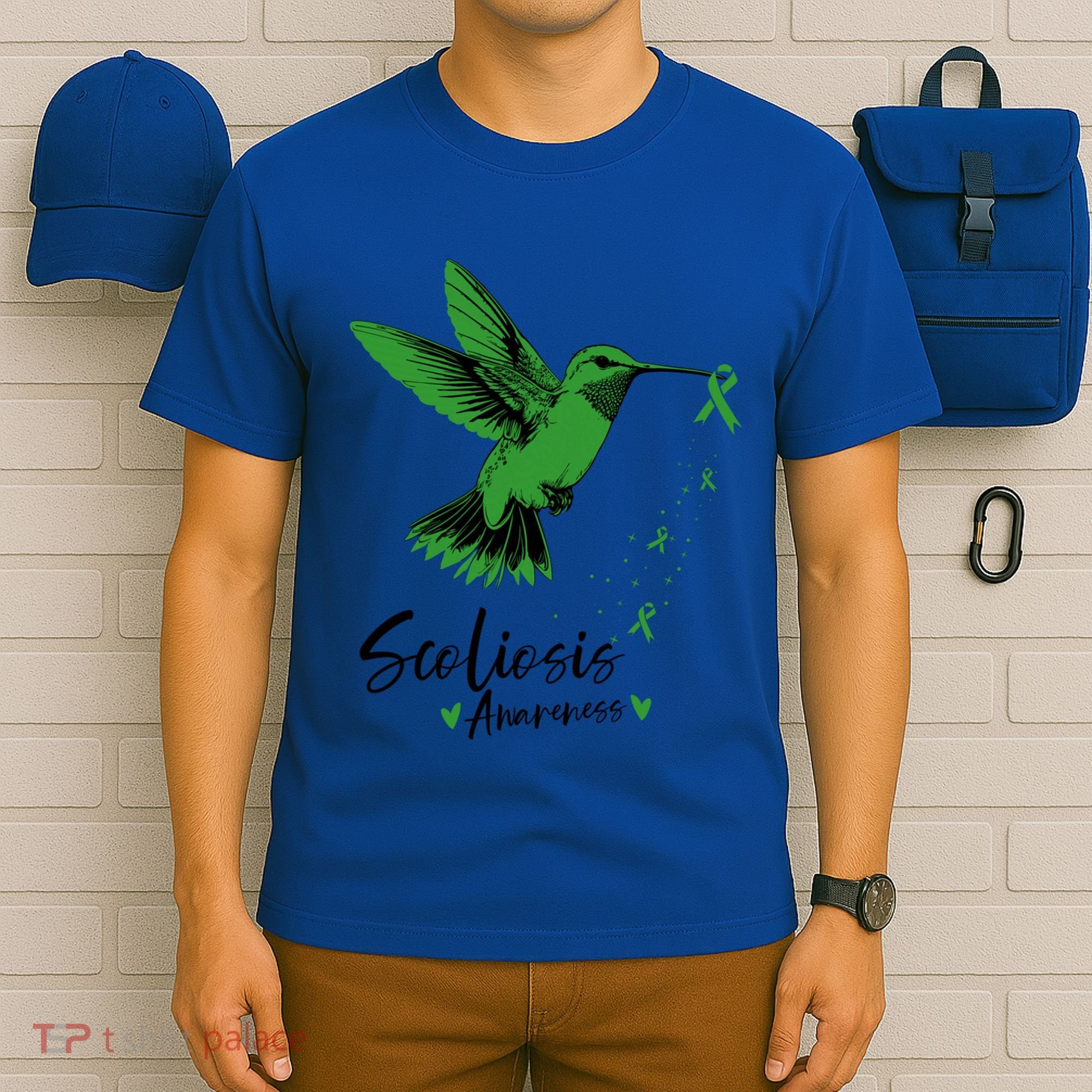 Scoliosis Warrior Green Hummingbird Scoliosis Awareness Gift T-Shirt